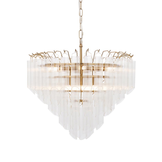 Endon Toulouse Brass & Clear Angle Edged Glass 12 Light Pendant