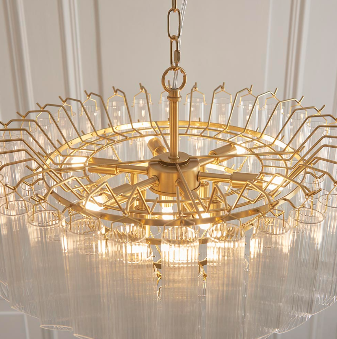 Endon Toulouse Brass & Clear Angle Edged Glass 12 Light Pendant
