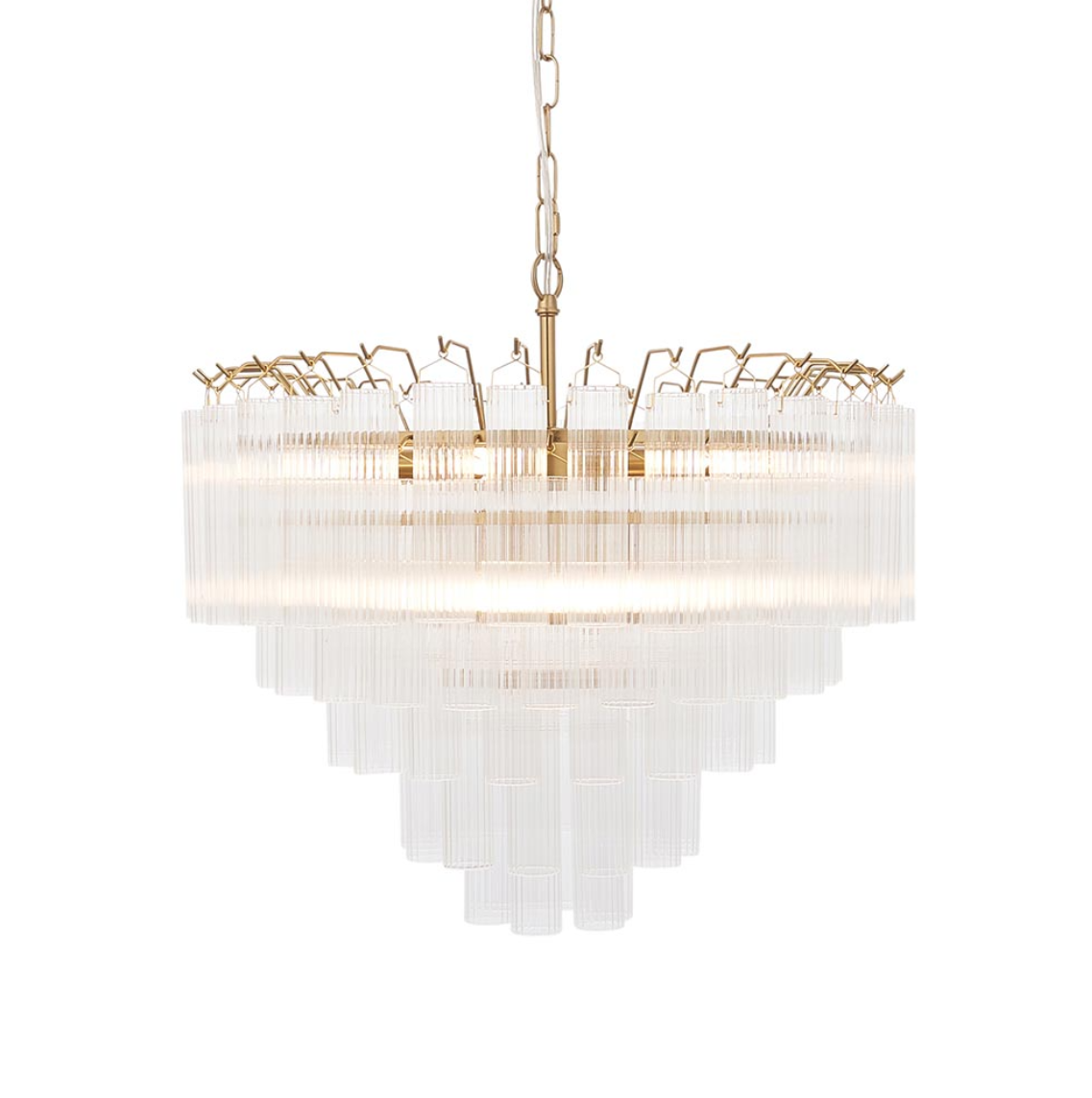 Endon Toulouse 12 Light Brass & Clear Glass Pendant