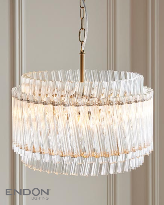 Vesilo Lighting Grace 3 Light Brushed Aged Brass & Clear Glass Pendant