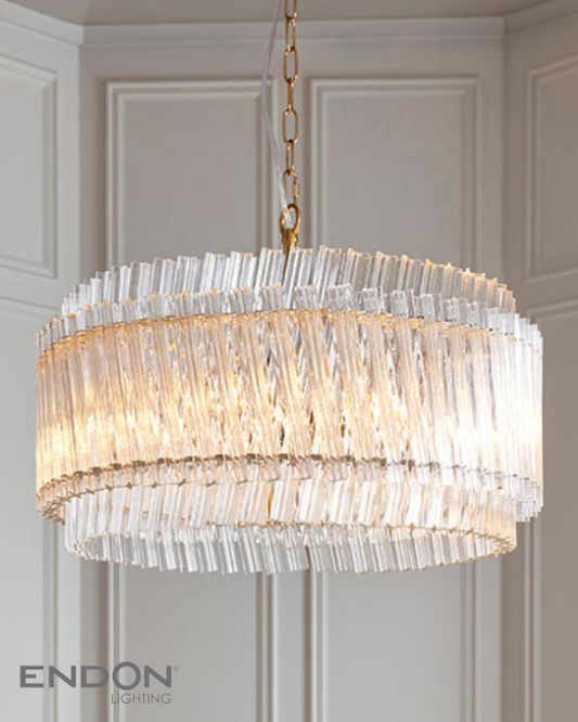 Vesilo Lighting Grace 5 Light Brushed Aged Brass & Clear Glass Pendant