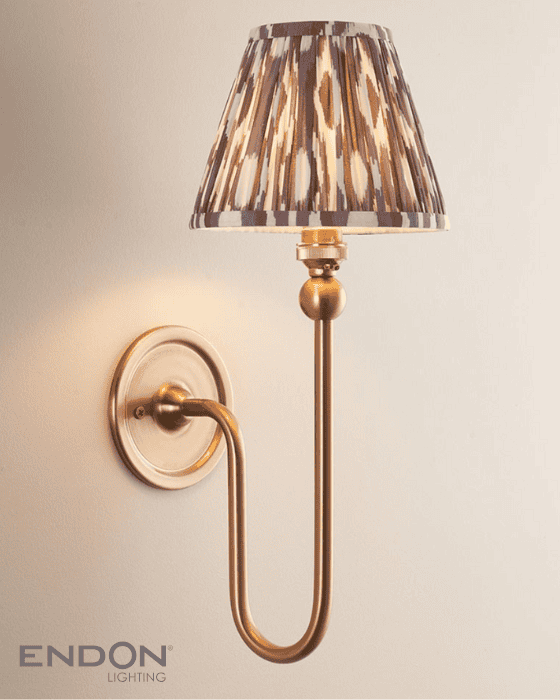 Endon Santiago Wall Light with Ikat Pearl Grey Shade