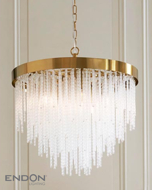Endon Anistoria 5 Light Brass & Twisted Glass Pendant