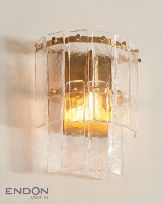 Endon Karine Aged Brass & Textured Glass Wall Light