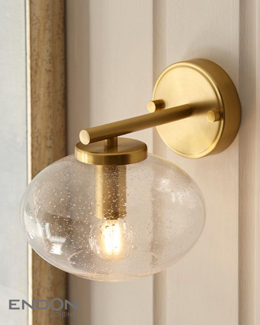 Endon Jacob Brass & Clear Glass Wall Light