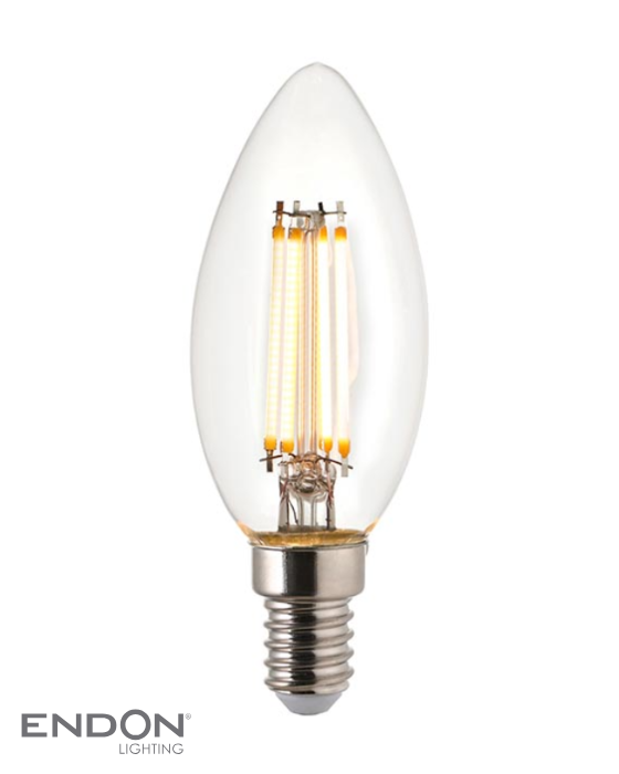 Endon Ultra Efficient Class A E14 LED Filament Warm White Candle Bulb (Non-Dimmable)