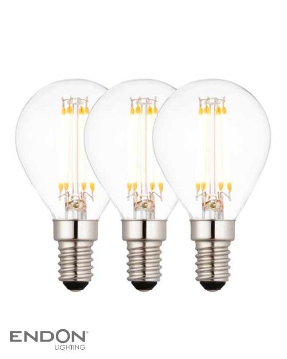 Endon E14 LED Filament Clear Golf Bulb (3 Pack)