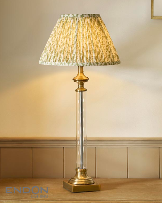 Endon Avebury Antique Brass Table Lamp with Leaf 30cm Shade