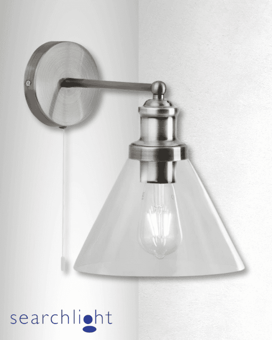 Searchlight Pyramid Glass & Chrome Wall Light
