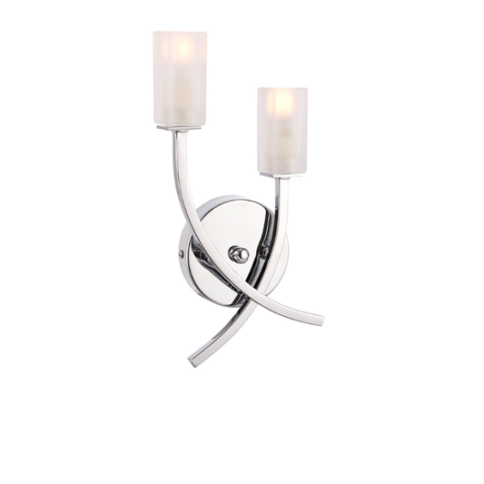 Endon Havana 2 Light Chrome & Frosted Glass Wall Light
