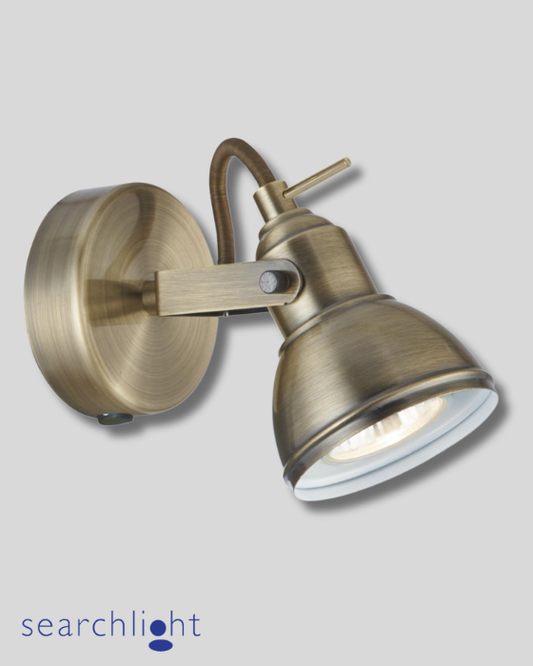 Searchlight Focus Antique Brass Wall Spotlight