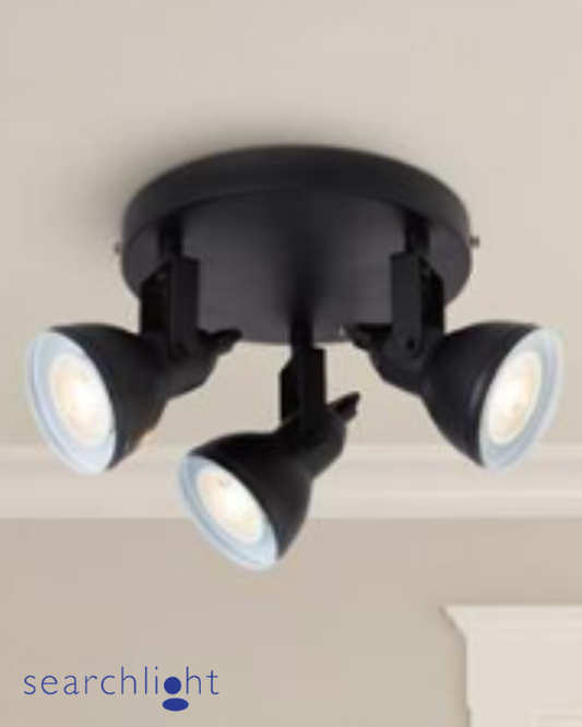 Searchlight Focus 3 Light Black Round Spotlight
