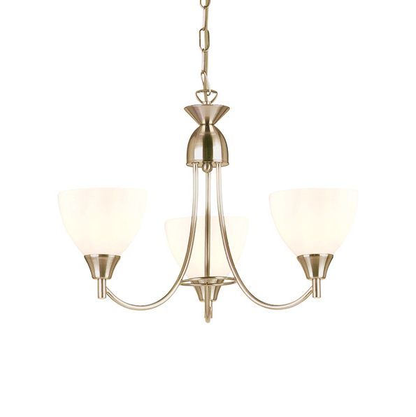 Endon Alton 3 Light Satin Chrome & Opal Glass Pendant