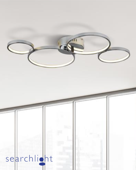 Searchlight Solexa 4 Light LED Chrome Ring Flush