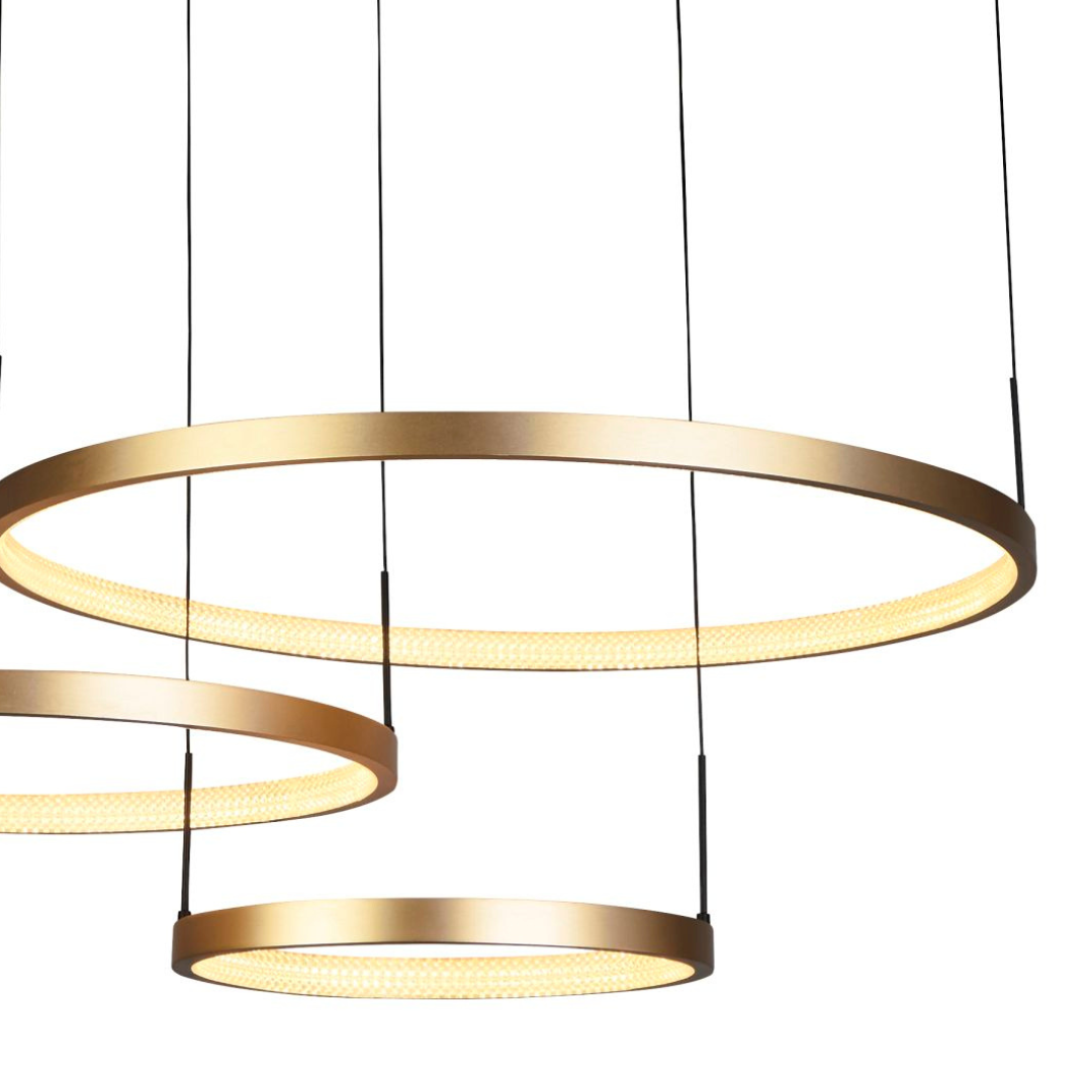 Searchlight Grace 3 Ring LED Gold & Black Metal Pendant
