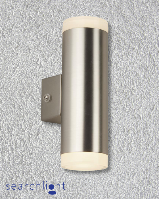 Searchlight Metro Outdoor Glass & Satin Silver Wall Light