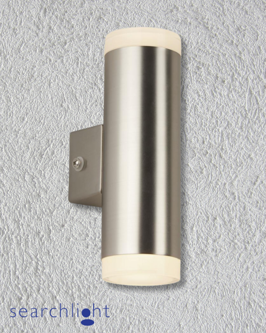 Searchlight Metro Outdoor Glass & Satin Silver Wall Light