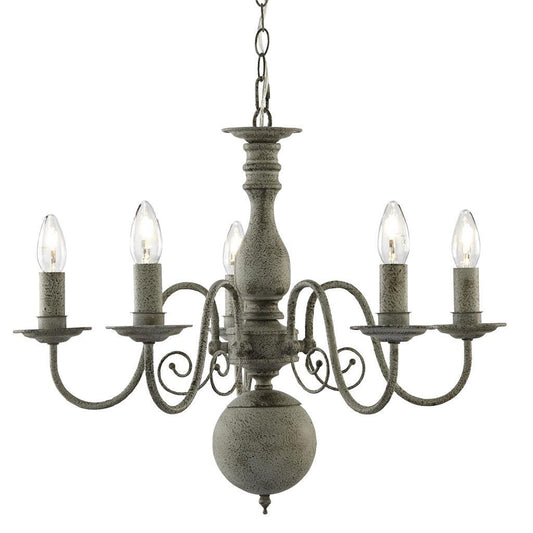 Searchlight Greythorne Textured Grey 5lt Pendant