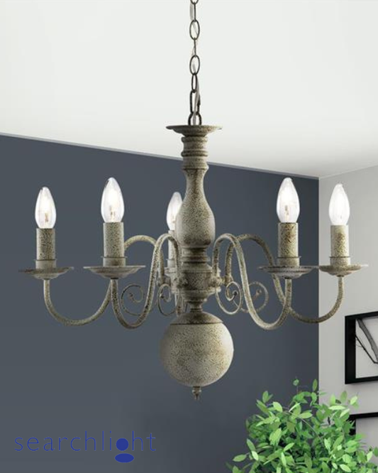 Searchlight Greythorne Textured Grey 5lt Pendant