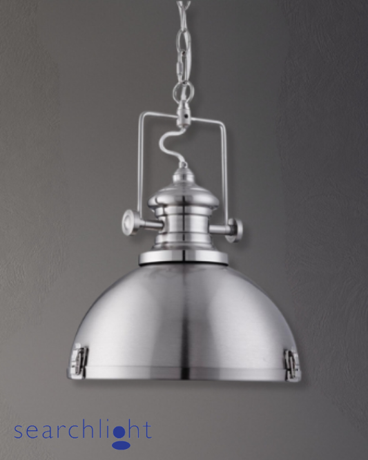 Searchlight Louisiana Industrial Satin Silver Metal Pendant