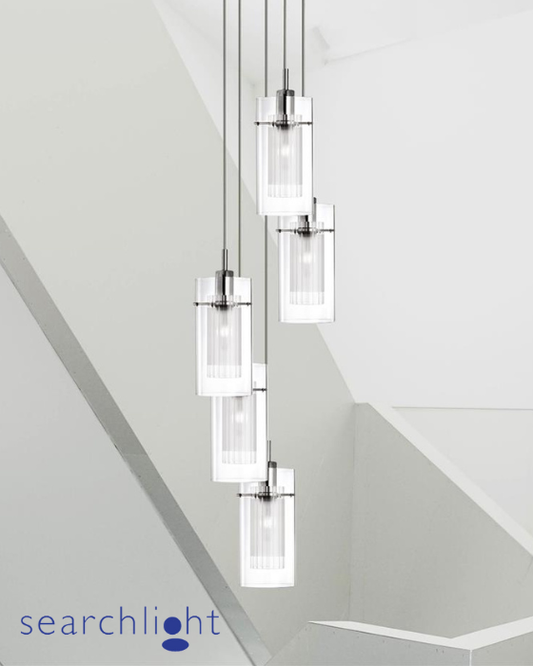 Searchlight Duo I 5lt Silver Cylinder Cluster Pendant