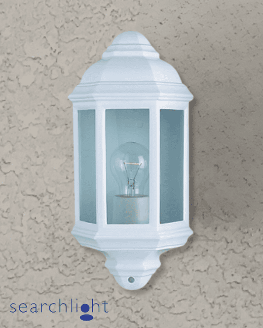 Searchlight Maine Outdoor IP44 White Metal & Glass Wall Light