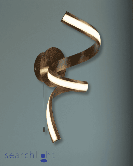 Searchlight Ribbon LED Opal & Gold Twist Wall Light