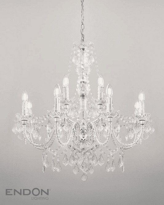 Endon Clarence Chrome Beaded 12 Light Chandelier