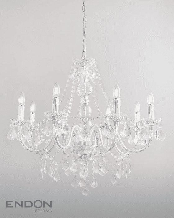 Endon Clarence Chrome Beaded 8 Light Chandelier
