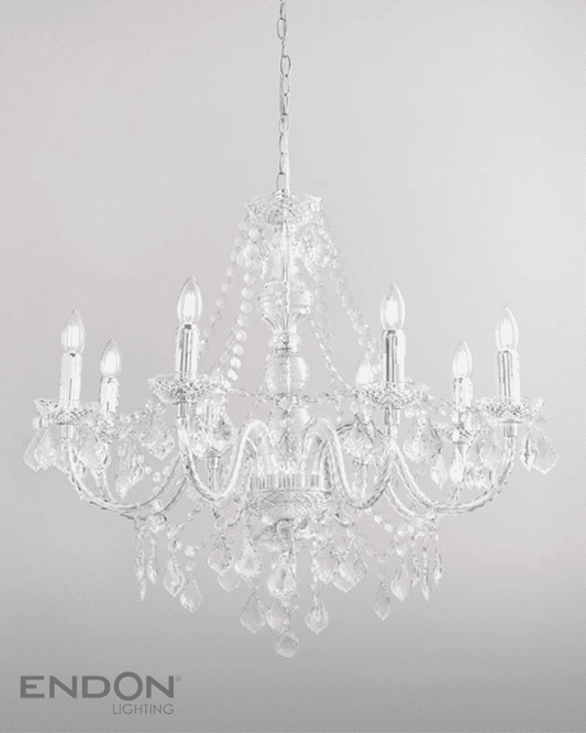 Endon Clarence Chrome Beaded 8 Light Chandelier