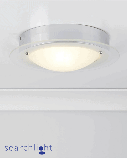 Searchlight Belfast Bathroom IP44 Chrome Metal & Clear Acid Glass Flush