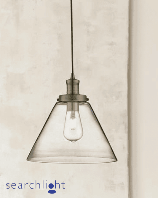 Searchlight Pyramid Glass & Antique Brass Pendant