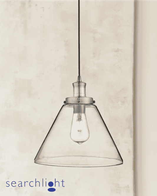 Searchlight Pyramid Glass & Chrome Pendant