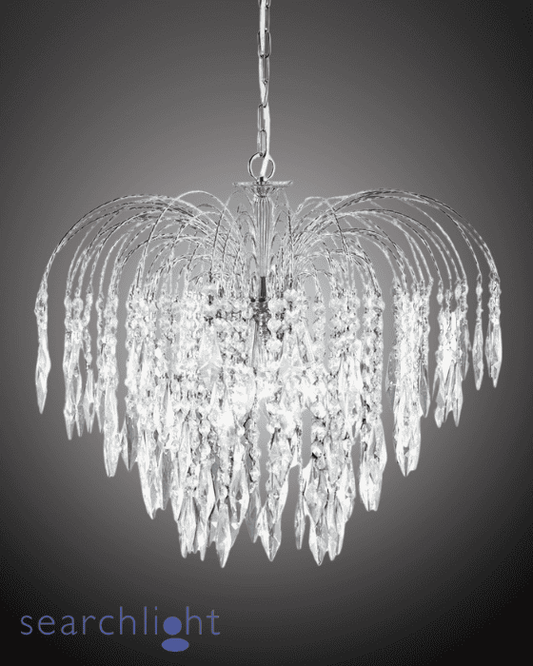 Searchlight Waterfall 5lt Chrome & Crystal Pendant