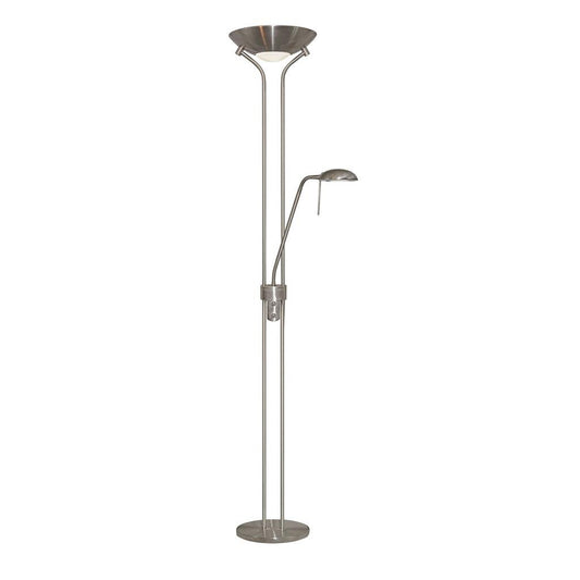 Searchlight Mother & Child Satin Silver & Glass Floor Lamp