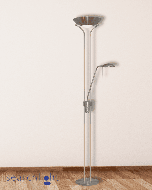 Searchlight Mother & Child Satin Silver & Glass Floor Lamp