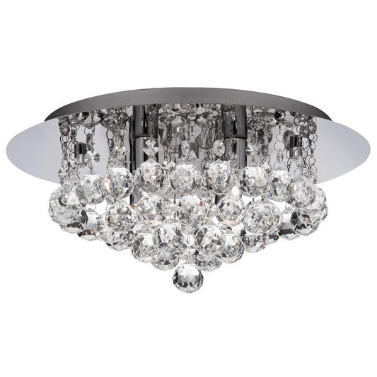 Searchlight Hanna Bathroom IP44 4 Light Chrome Metal & Clear Crystal Flush