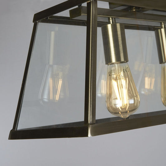 Searchlight Voyager 5 Light Antique Brass & Glass Bar Pendant