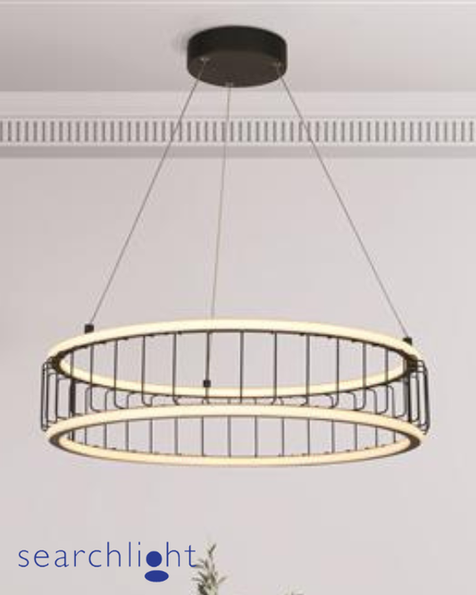 Searchlight Circolo Black Cage Drum Pendant