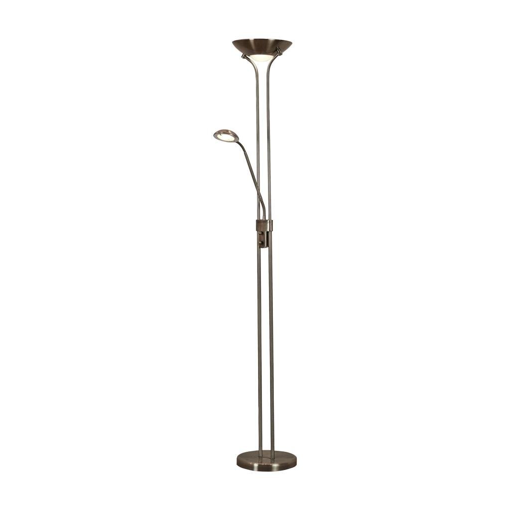 Searchlight Mother & Child Satin Antique Brass & Glass Floor Lamp