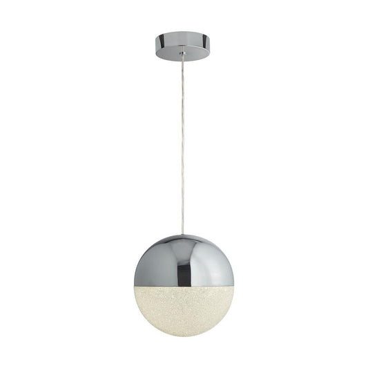 Searchlight Marbles LED Crushed Ice & Chrome Pendant