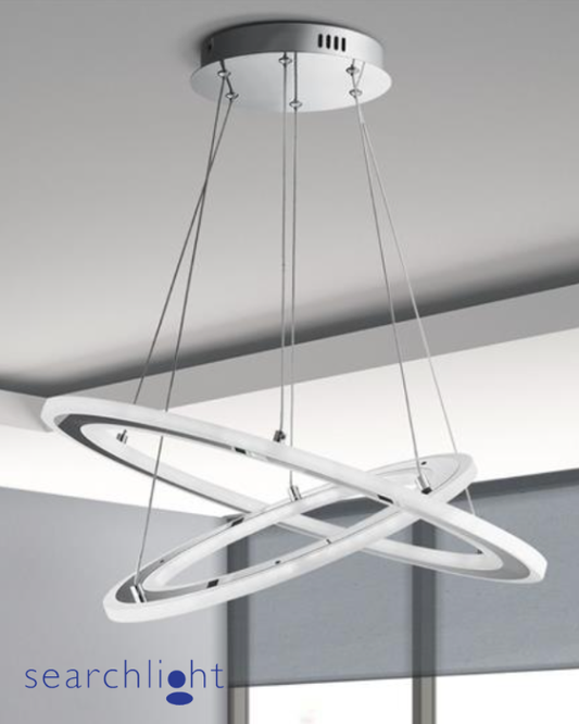 Searchlight Solexa 2 Light LED Chrome & Frosted Acrylic Pendant