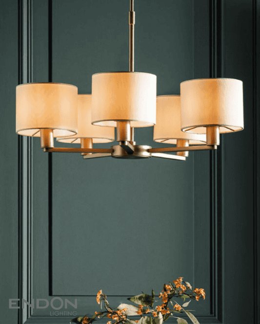Endon Daley 5 Light Nickel Pendant with Shades