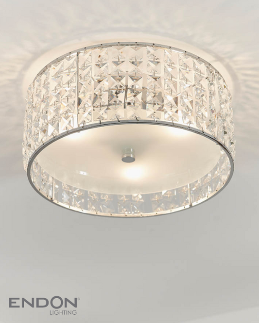 Endon Belfont Bathroom 3 Light IP44 Chrome & Crystal Flush