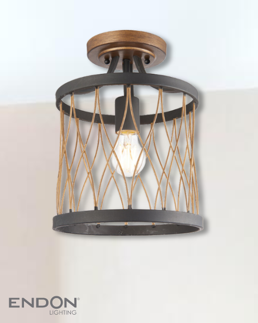 Endon Heston Black & Bronze Semi Flush