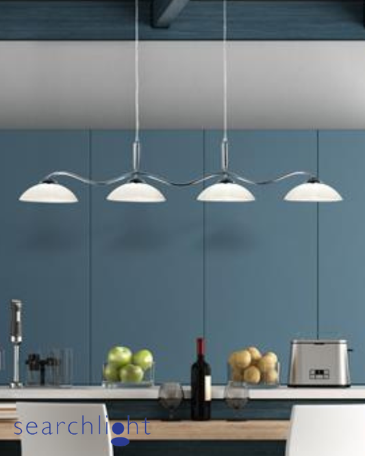Searchlight Alexis 4lt Chrome & Opal Glass Bar Pendant