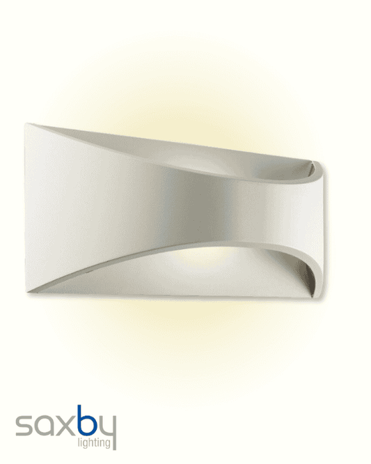 Saxby Vulcan White Curved IP65 LED CCT Wall Light