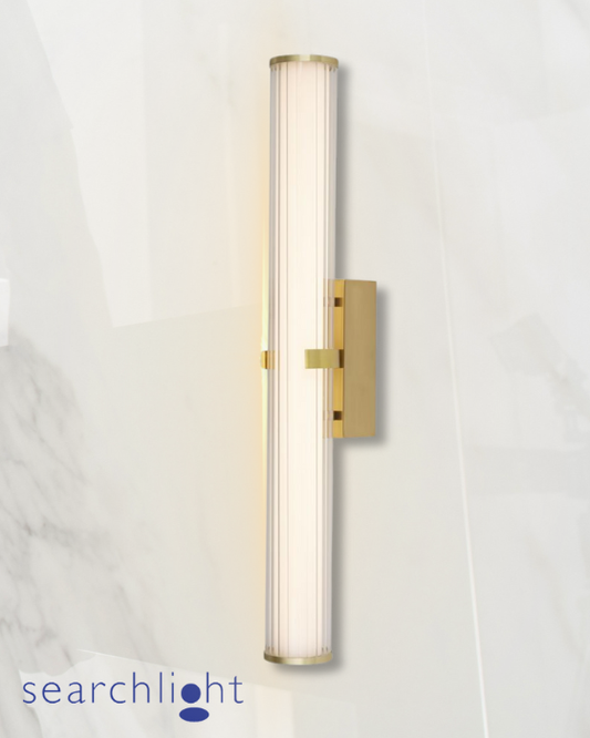 Searchlight Clamp Bathroom IP44 Gold Ribbed Clear & Opal Diffuser Wall Light