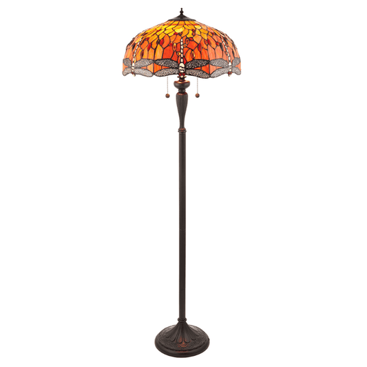 Tiffany Dragonfly Flame Orange Floor Lamp