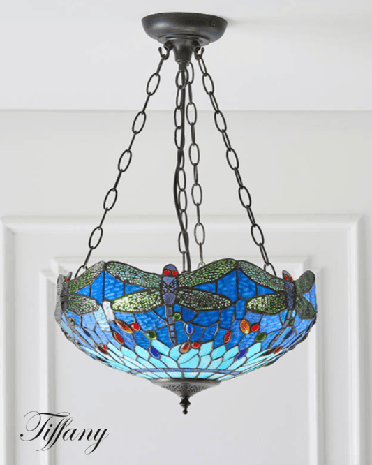 Tiffany Dragonfly Blue Medium Inverted 3lt Pendant